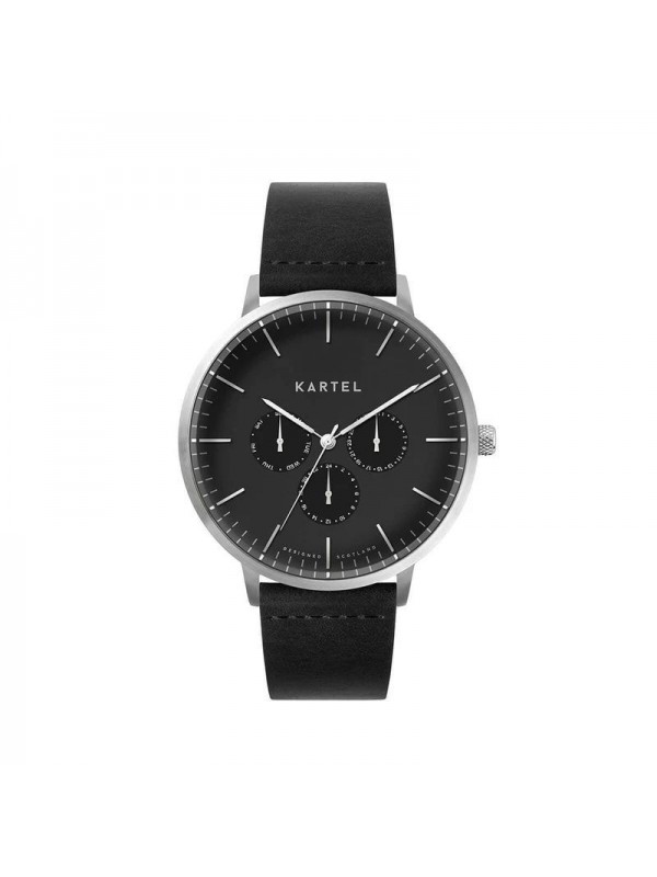 CUILLIN 43MM BLACK LEATHER STRAP WATCH