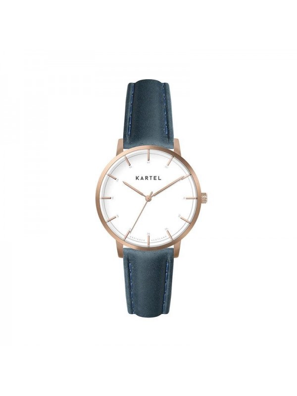 ISLA 34MM BLUE LEATHER STRAP WATCH