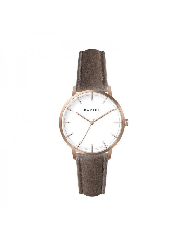ISLA 34MM BROWN LEATHER STRAP WATCH