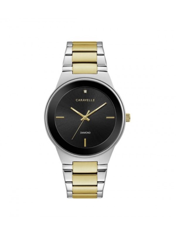 Caravelle Designed by Bulova Men's 45D107 Modern Diamond Dial Two-Tone Stainless Bracelet Watch