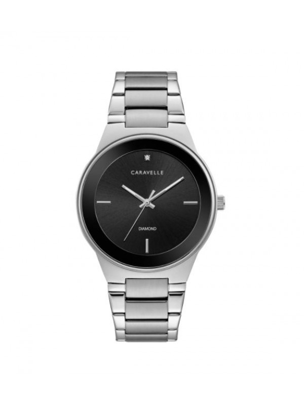 Caravelle Designed by Bulova Women's 43P110 Diamond Accent Black Dial Bracelet Watch