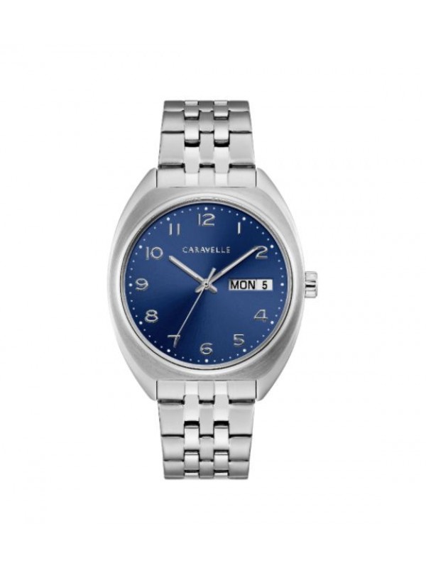 Caravelle by Bulova Mens 43C120 Retro Stainless Blue Dial Bracelet Watch