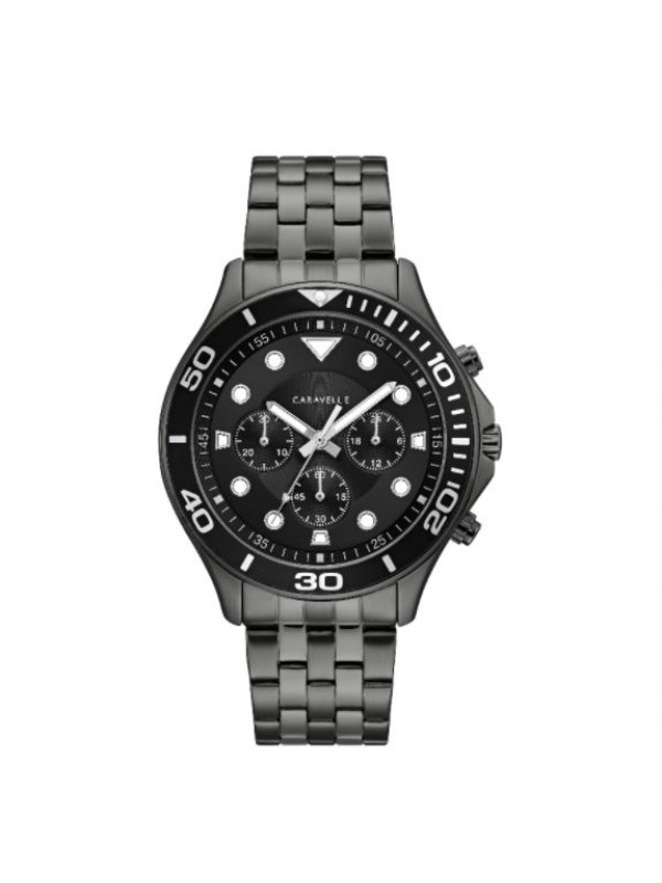 Caravelle Designed by Bulova Men's 45A144 Black Stainless Chrono Bracelet Watch