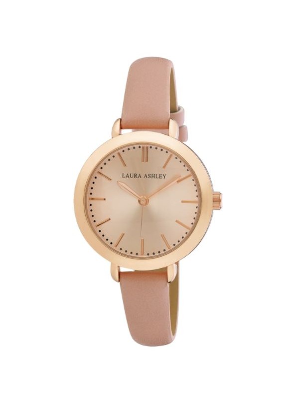 Laura Ashley Ladies Round Rose Gold Case with a Pink Strap Watch