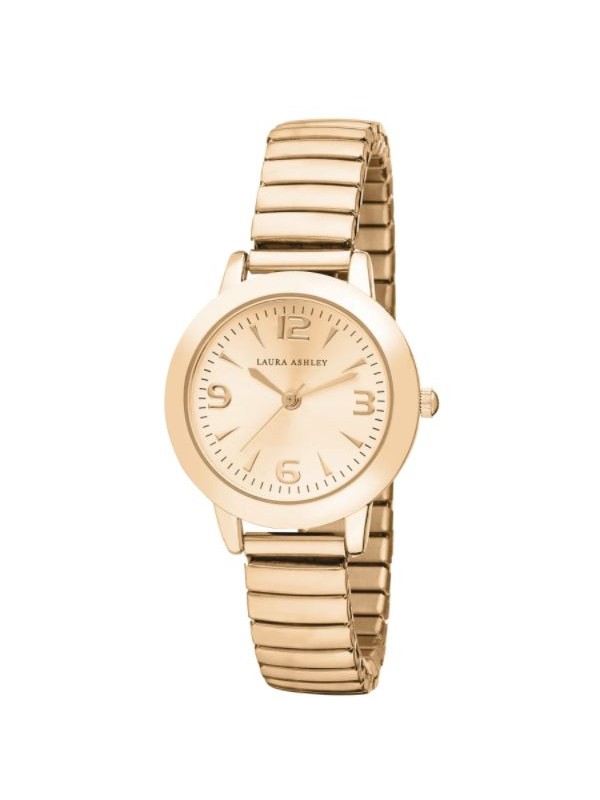 Laura Ashley Rosegold Women s Round Expandable Stainless Steel Bracelet Watch