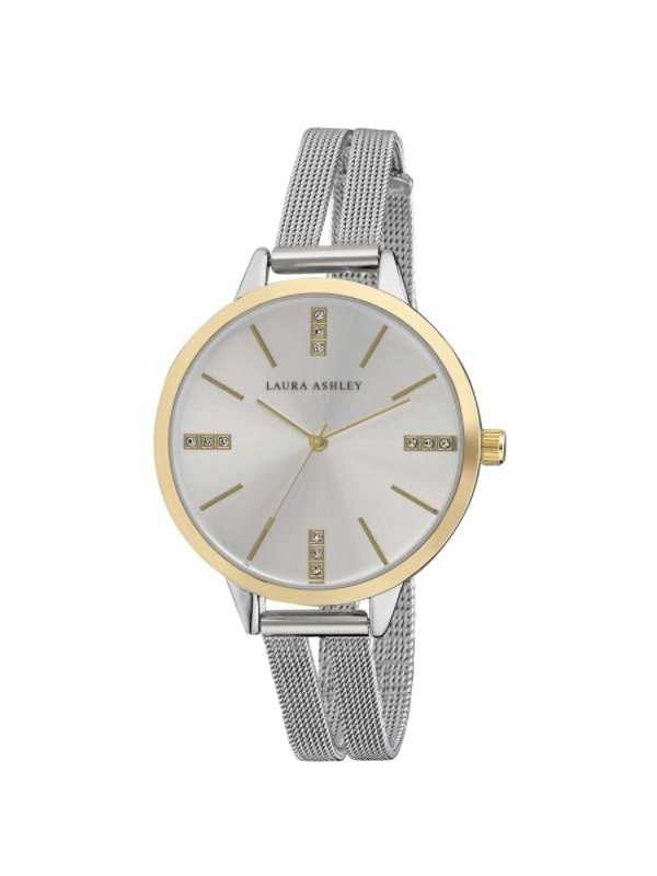 Laura Ashley Two Toned Split Mesh Band Sunray Dial Watch