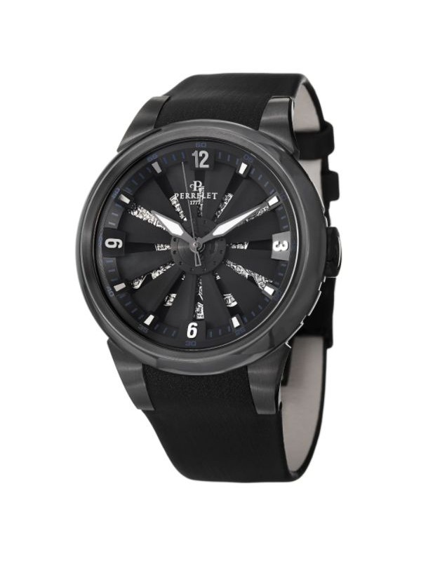 Perrelet Women's A4022/1 'Turbine Toxic/Skull' Black Diamond Dial Black Watch 