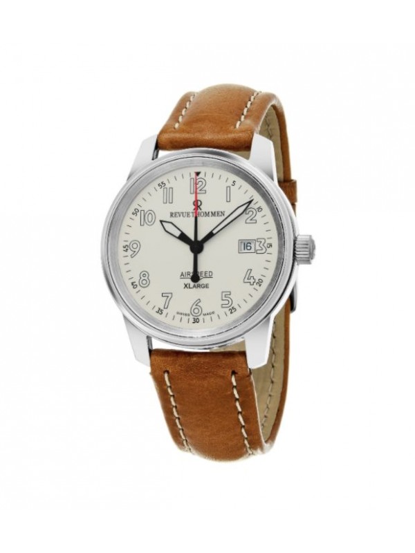 Revue Thommen 16052.2532 'Air Speed XL' Silver Dial Brown Leather Strap Swiss Mechanical Watch