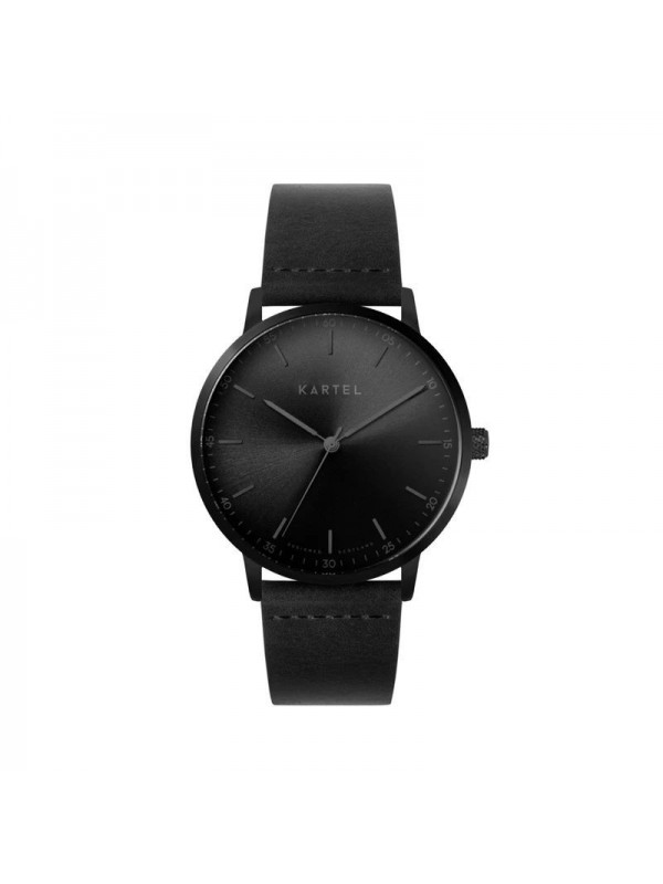 HUME 40MM BLACK LEATHER STRAP WATCH