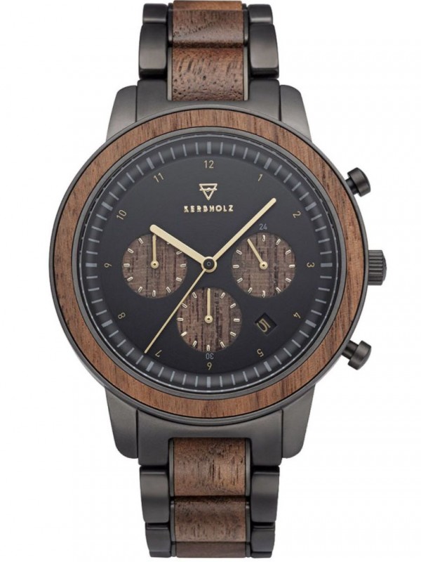 Chronograph Men's Wooden Watch Maximilian Walnut/Black