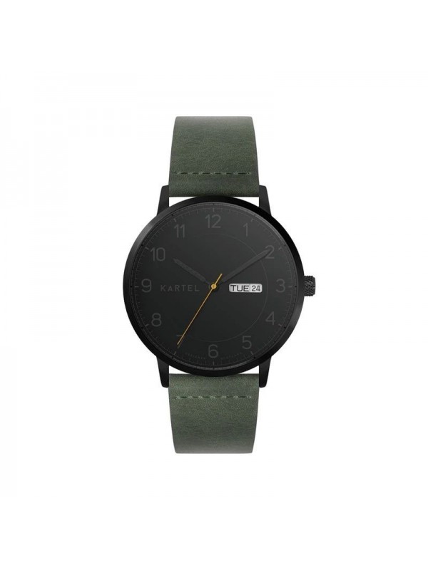 MORRIS 40MM GREEN LEATHER STRAP WATCH
