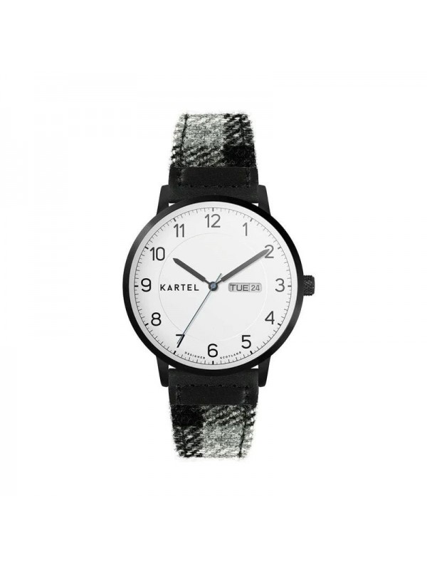 MORRIS 40MM GREY TARTAN STRAP WATCH