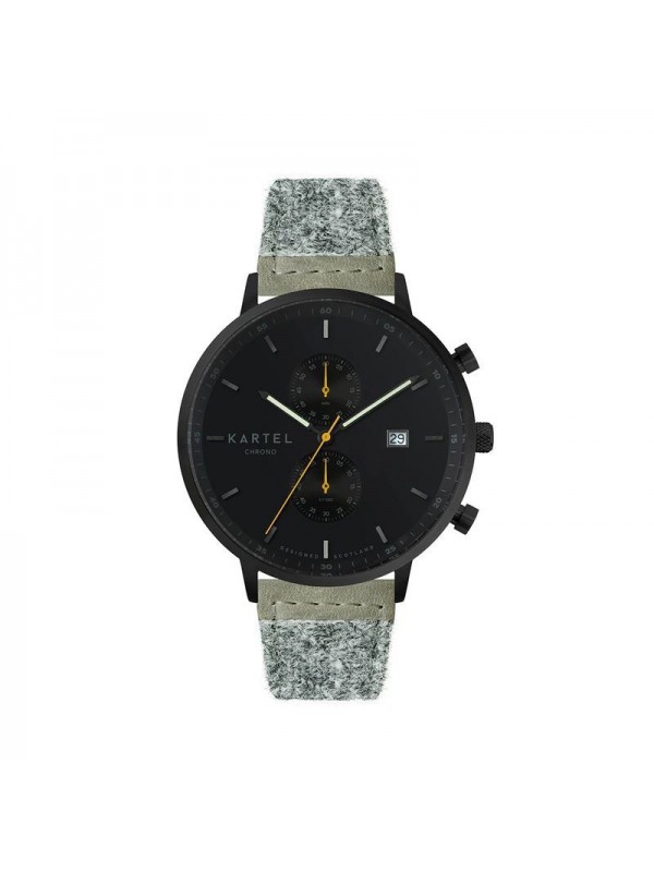 KNOYDART 43MM GREY HARRIS TWEED STRAP WATCH