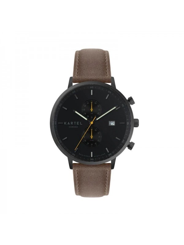 KNOYDART 43MM BROWN LEATHER STRAP WATCH