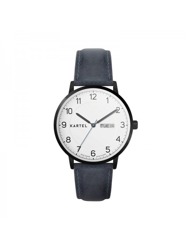 MORRIS 40MM BLUE LEATHER STRAP WATCH