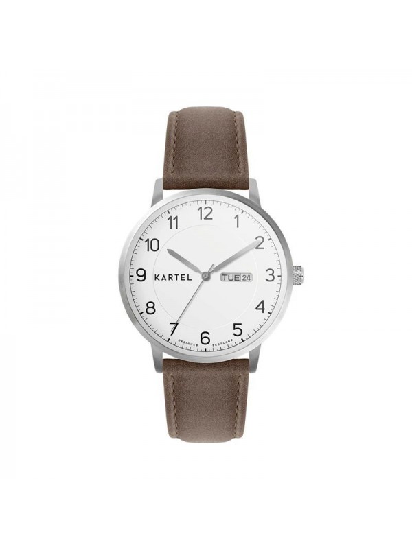 MORRIS 40MM BROWN LEATHER STRAP WATCH