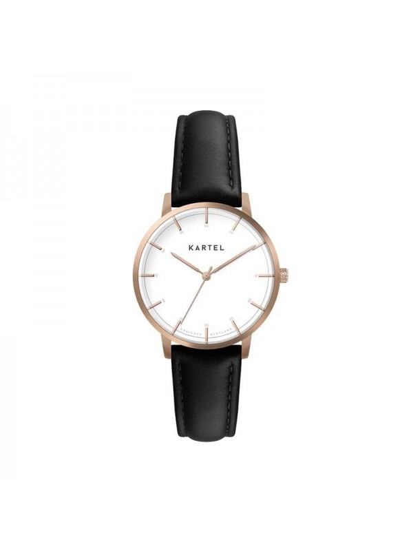 ISLA 34MM BLACK LEATHER STRAP WATCH