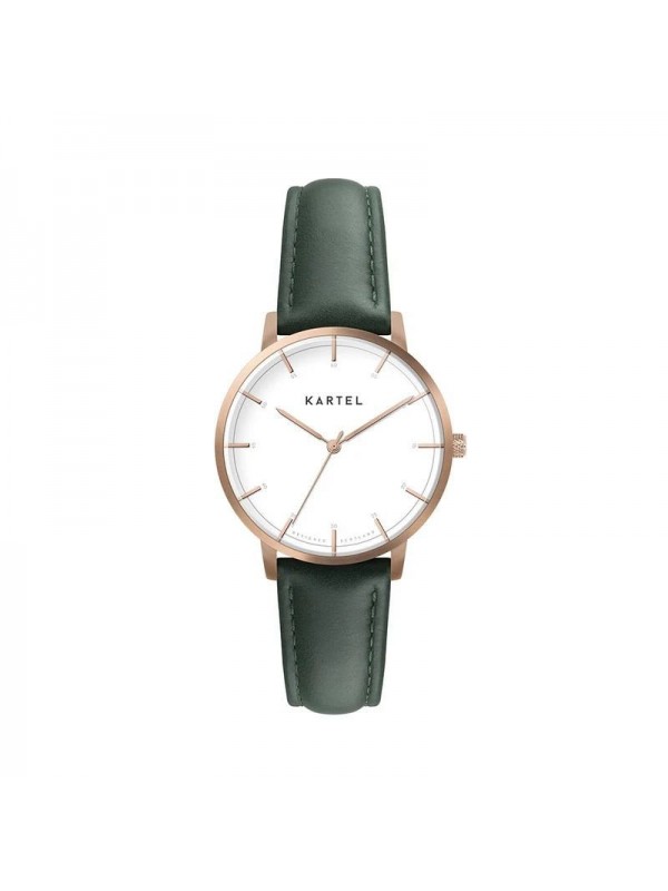 ISLA 34MM GREEN LEATHER STRAP WATCH