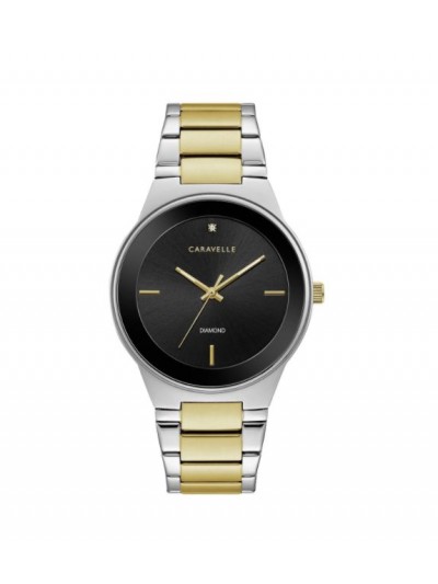 Caravelle Designed by Bulova Men's 45D107 Modern Diamond Dial Two-Tone Stainless Bracelet Watch