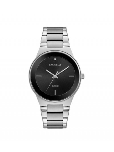 Caravelle Designed by Bulova Women's 43P110 Diamond Accent Black Dial Bracelet Watch