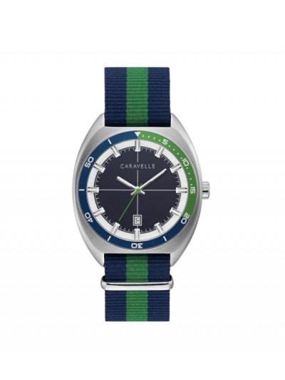 Caravelle by Bulova Mens 43B169 NATO Navy and Green Nylon Strap Watch