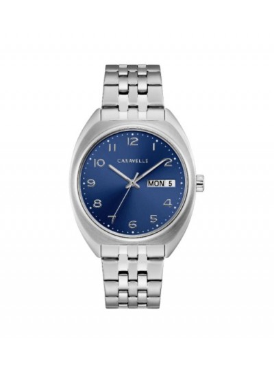 Caravelle by Bulova Mens 43C120 Retro Stainless Blue Dial Bracelet Watch