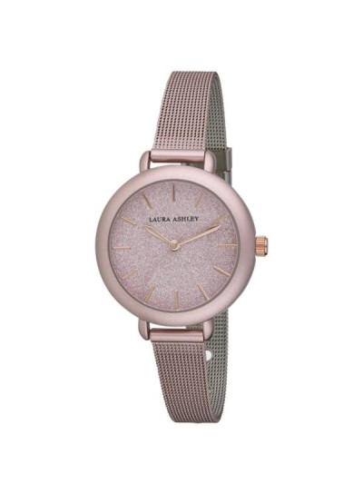 Laura Ashley Womens LA31069PK Glitz Sparkle Dial Spray Pink Mesh Band Watch