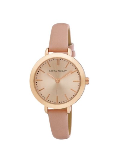 Laura Ashley Ladies Round Rose Gold Case with a Pink Strap Watch