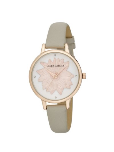 Laura Ashley Womens Rosegold Round "Flower" Dial Strap Watch