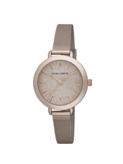 Laura Ashley Rose Gold Split Mesh Band Sunray Dial Watch