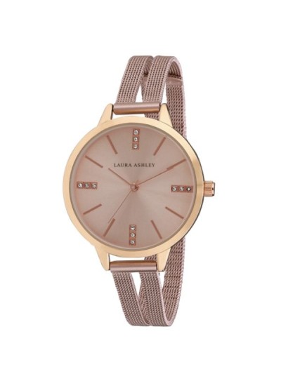 Laura Ashley Pink Split Mesh Band Sunray Dial Watch