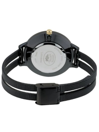 Laura Ashley Black Split Mesh Band Sunray Dial Watch
