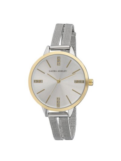 Laura Ashley Two Toned Split Mesh Band Sunray Dial Watch
