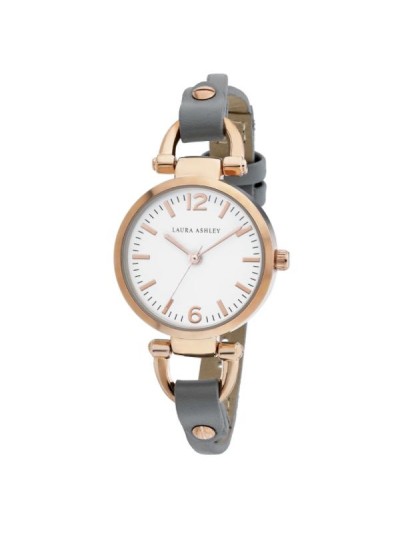 Laura Ashley Rosegold Ladies White Dial Analog Display Twisted Band Round Watch