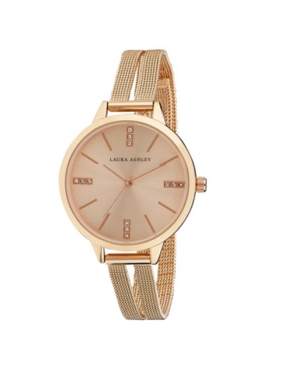 Laura Ashley Rose Gold Split Mesh Band Sunray Dial Watch