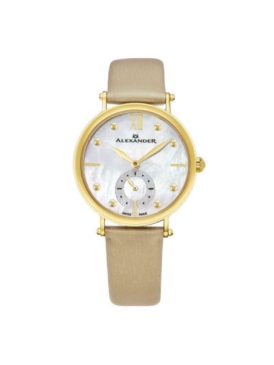 Alexander Women's Gold Tone Roxana Swiss Made Tan Leather Strap Watch