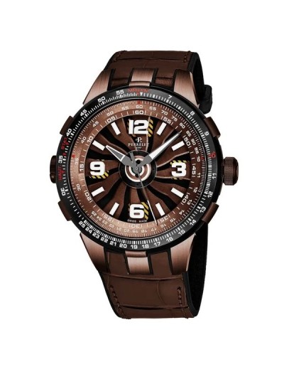 Perrelet Men's A1094/2 'Turbine Pilot' Brown Turbine Dial Brown Leather Strap Automatic Watch