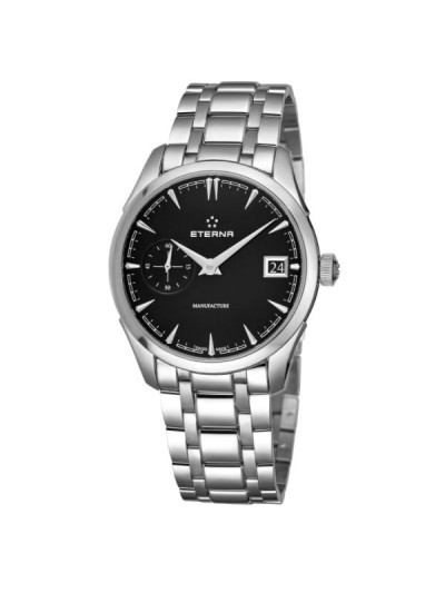 Eterna Men's 7682.41.40.1700 'Heritage' Black Dial Stainless Steel Small Seconds Automatic Swiss Made Watch