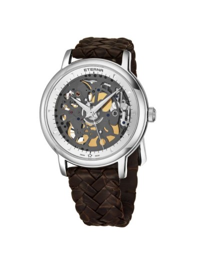 Eterna Men's 7000.41.10.1410 'Skeleton' Silver Dial Brown Leather Strap Swiss Automatic Limited Edition Watch