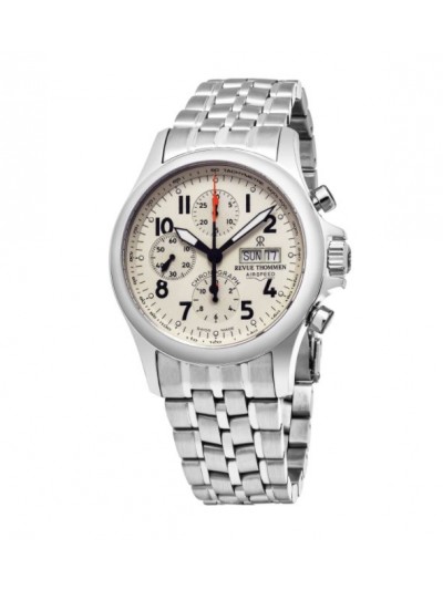 Revue Thommen Men's 17081.6138 'Pilot' Ivory Dial Stainless Steel Chronograph Swiss Automatic Watch