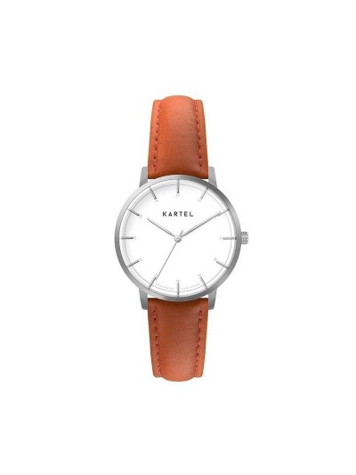 ISLA 34MM ORANGE LEATHER STRAP WATCH