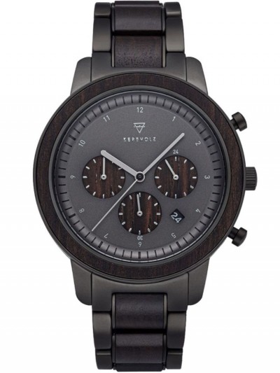 Men's Wood Watch Chronograph Maximilian Sandalwood/Black