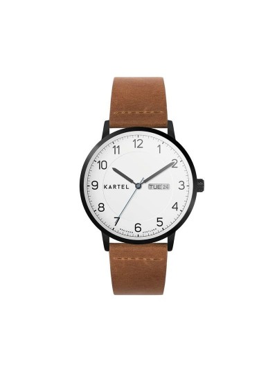 MORRIS 40MM TAN LEATHER STRAP WATCH