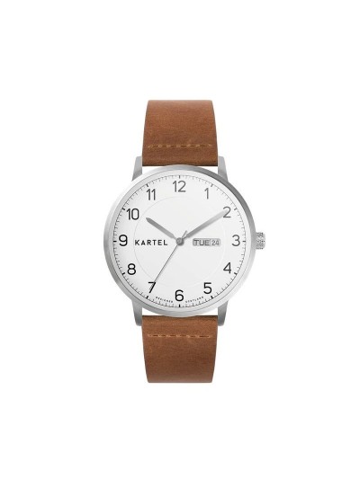 MORRIS 40MM TAN LEATHER STRAP WATCH
