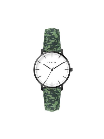 ISLA 34MM GREEN FABRIC STRAP WATCH