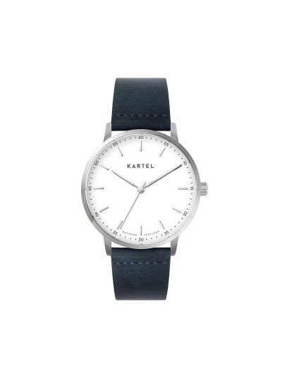 HUME 40MM BLUE LEATHER STRAP WATCH
