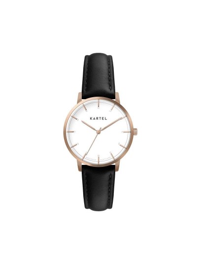 ISLA 34MM BLACK LEATHER STRAP WATCH