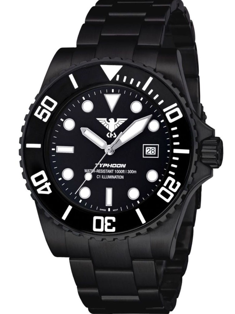 TYBS.SSTYB Diving Wristwatch Typhoon Black Steel