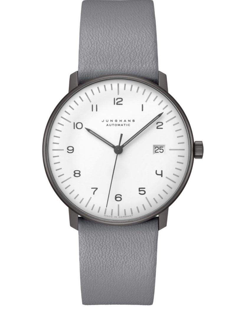 027/4007.04 max bill Automatic Watch with Grey Leather Strap