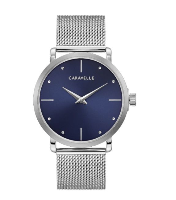 Caravelle by Bulova Mens 43A149 Stainless Blue Dial Mesh Bracelet Watch
